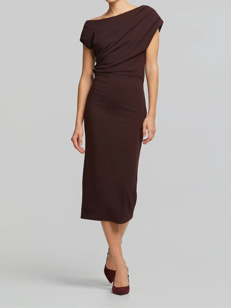 LYNNE_154_511063_316 Μίντι Φόρεμα Με Ασυμμετρία Και Σούρες - Image 1