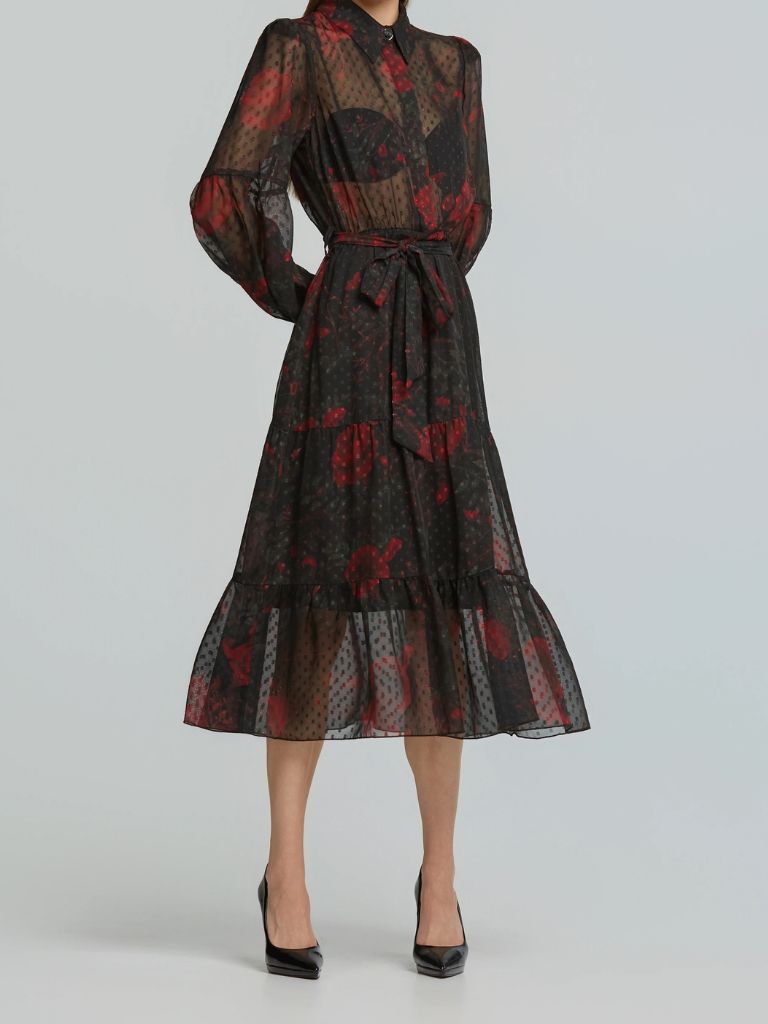 LYNNE_154_511071_37-1 Σεμιζιέ Εμπριμέ Φόρεμα με όψη μουσελίνας - Image 5