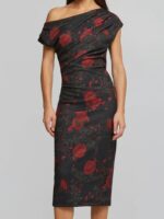 Εμπριμέ Μίντι Φόρεμα Με Πιέτες - Image 2