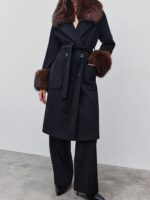 Μακρύ Παλτό Με Γούνινες Λεπτομέρειες