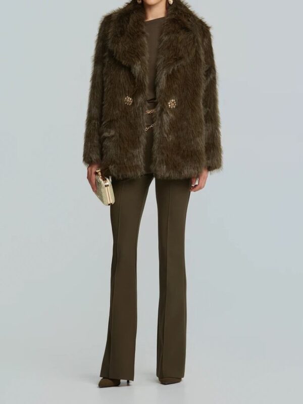 Κοντή Faux Γούνα Με Κουμπιά Κρύσταλλα