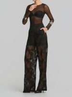 Ψηλόμεσο Παντελόνι Από Απλικέ Δαντέλα