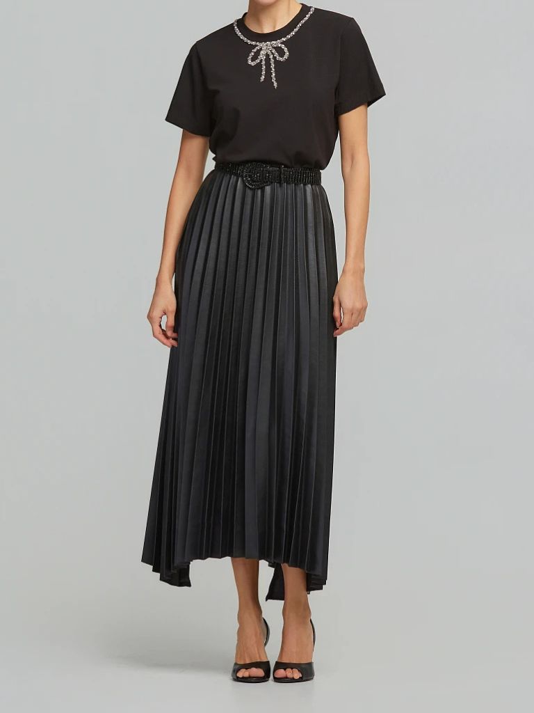 LYNNE_054_513004_80 Πλισέ Φούστα Σε Δερμάτινη Όψη - Image 1