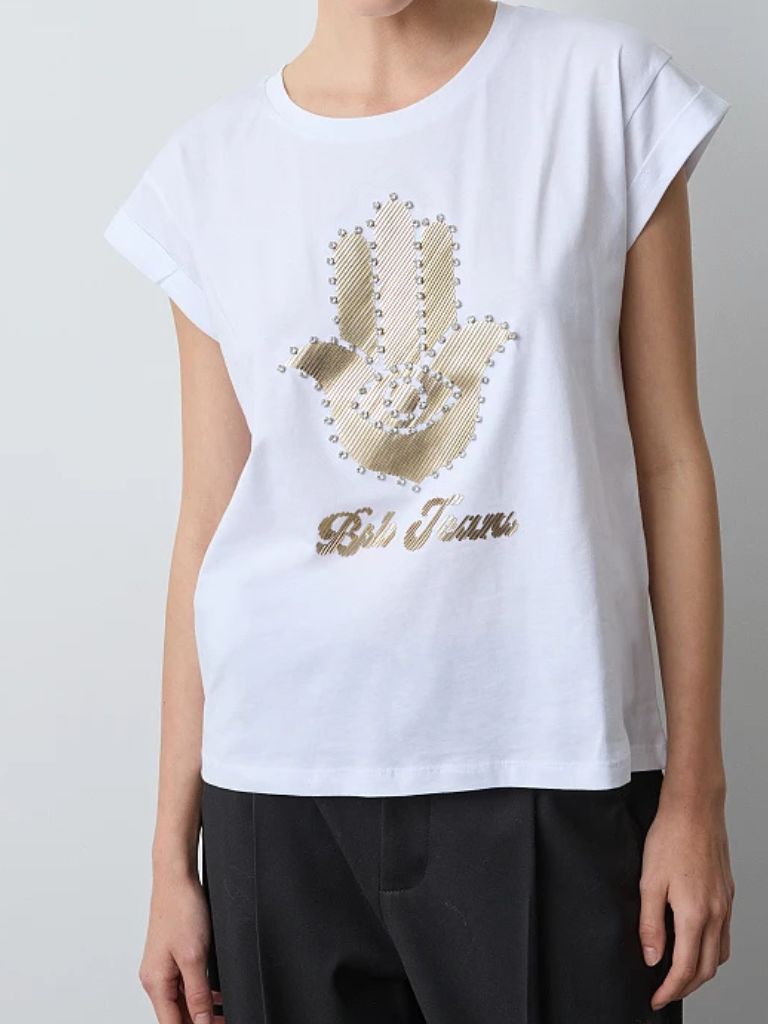 BSB_ 055_210047_02 T-shirt Με Τύπωμα Χέρι Και Στρας - Image 1