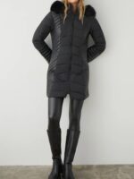 Μακρύ Μπουφάν Με Δερματίνη Λεπτομέρεια