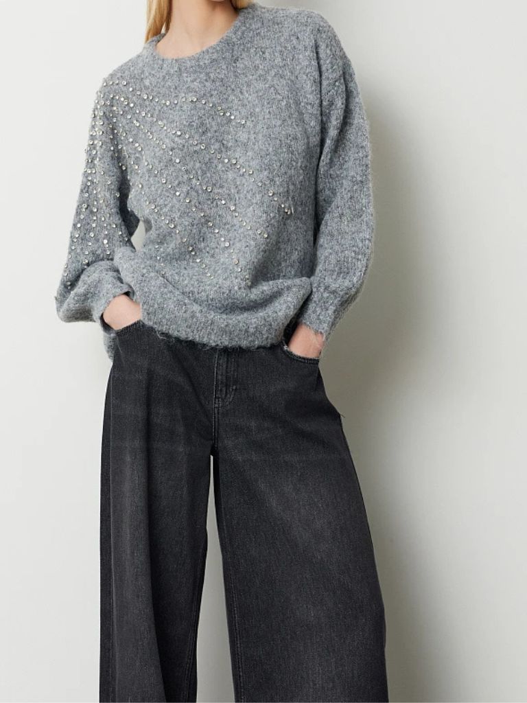 BSB_054_160048_86 Oversized Πουλόβερ Με Στρας - Image 1