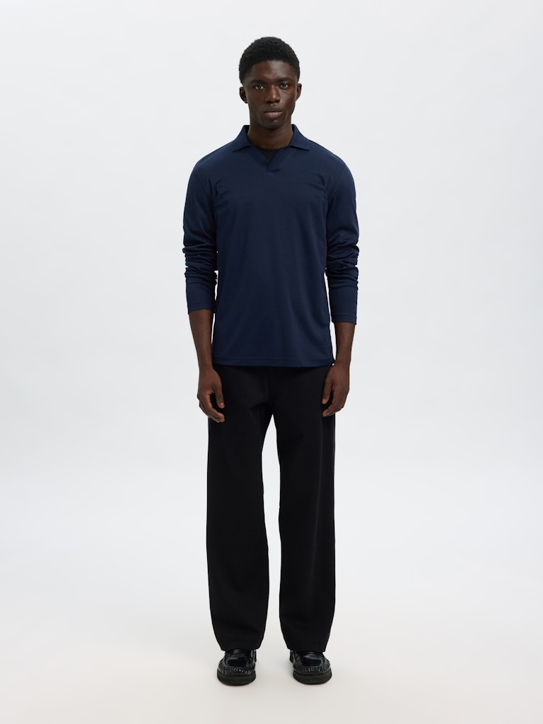 SELECTED_MEN_16098555 SELECTED HOMME Slhfave Split Neck ls Polo - Image 1