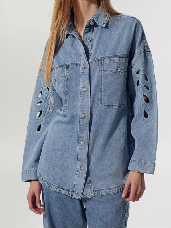 Denim overshirt Mε Kοψίματα