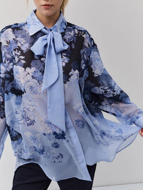 Φλοράλ Πουκάμισο Με Δέσιμο Στο Λαιμό