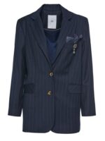 Ριγέ Σακάκι Με Καρφίτσα Κόσμημα - Image 4