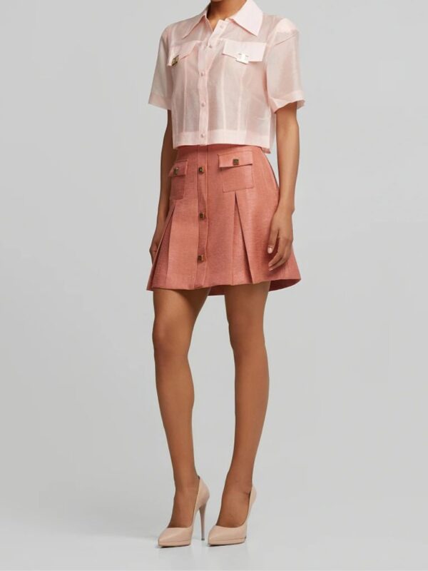 Μίνι Φούστα Με Πιέτες Με Μεταλλιζέ Υφή