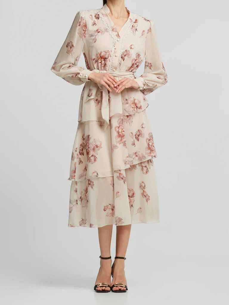 LYNNE_155_511002_16 Εμπριμέ Φόρεμα Με Βολάν - Image 1