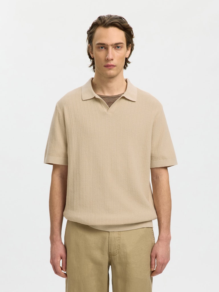 SELECTED_MEN_16101575 (2) SELECTED MEN Slhmattis ss Linen Blend Struc Polo - Image 1